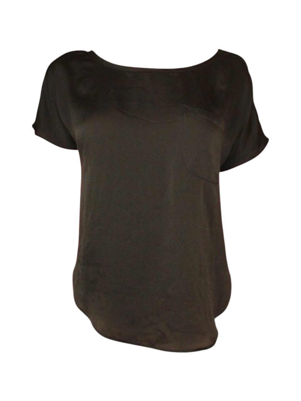 Victoria's Secret black satin t-shirt with front pocket